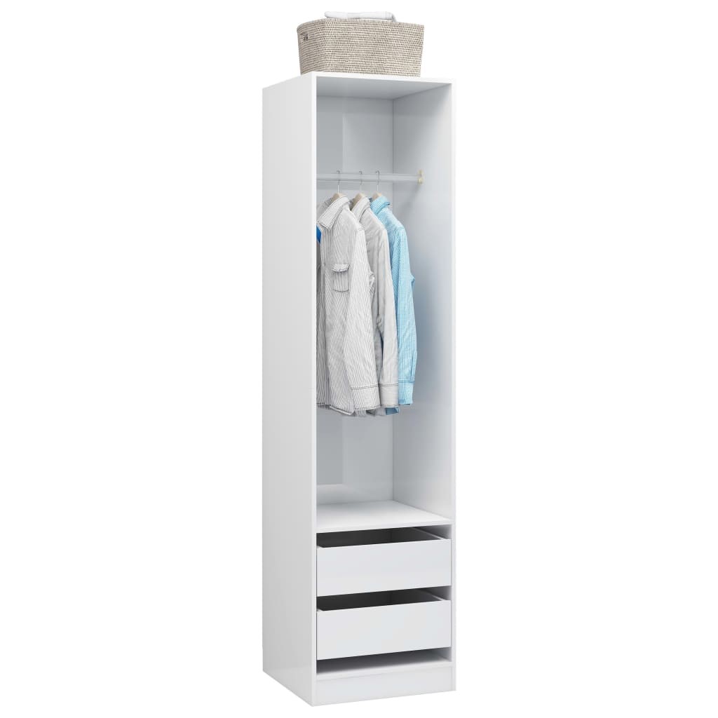 Wardrobe with Drawers High Gloss White 50x50x200 cm Chipboard